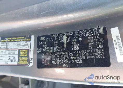 2014 Kia Soul + from USA, damaged, VIN KNDJP3A5XE7087058